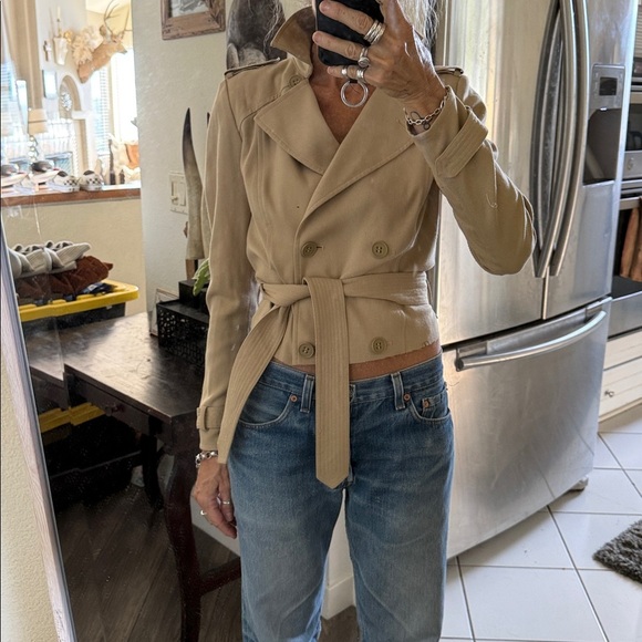 Super cute cropped trench coat rustic raw edge - Picture 2 of 10